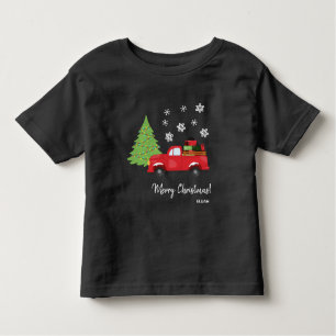 T-shirt Pour Les Tous Petits Camion Vintage Holiday Tree Joyeux Noël Famille