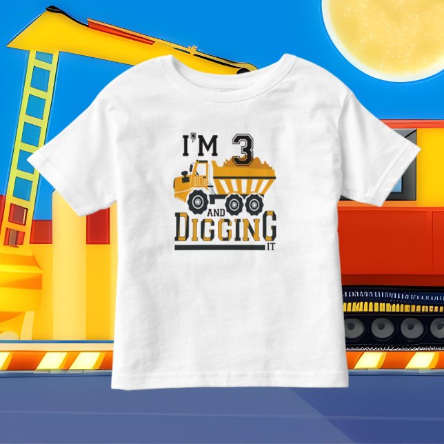 T-shirt Pour Les Tous Petits camionnette de construction 3e anniversaire (Créateur téléchargé)