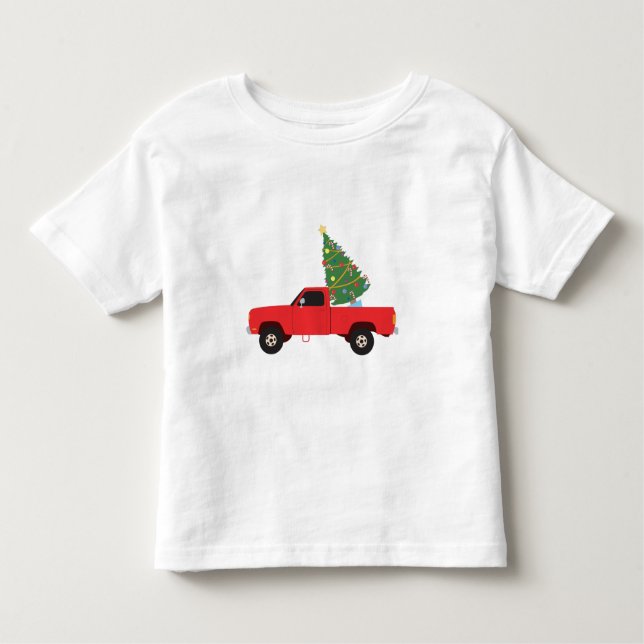 T-shirt Pour Les Tous Petits Camionnette Sapin de Noël (Devant)