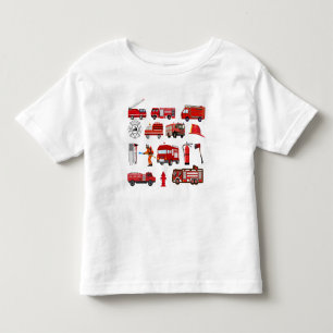 T-shirt Pour Les Tous Petits Camions de pompiers rouges