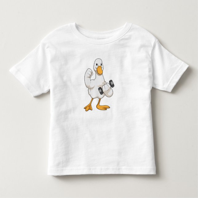 T-shirt Pour Les Tous Petits Canard à Bodybuilding avec Dumbbell (Devant)