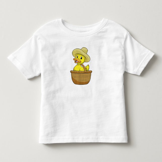 T-shirt Pour Les Tous Petits Canard comme fermier avec panier (Devant)
