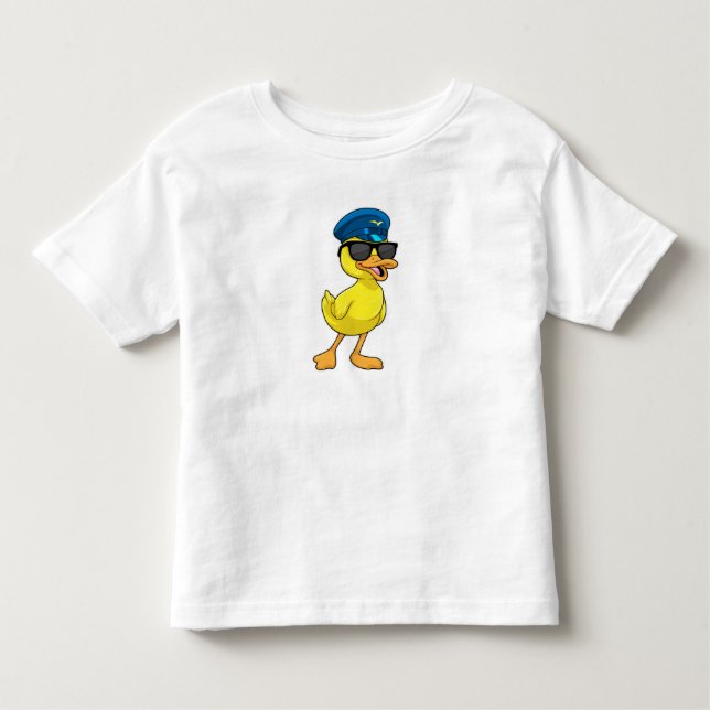T-shirt Pour Les Tous Petits Canard comme pilote avec casquette pilote (Devant)