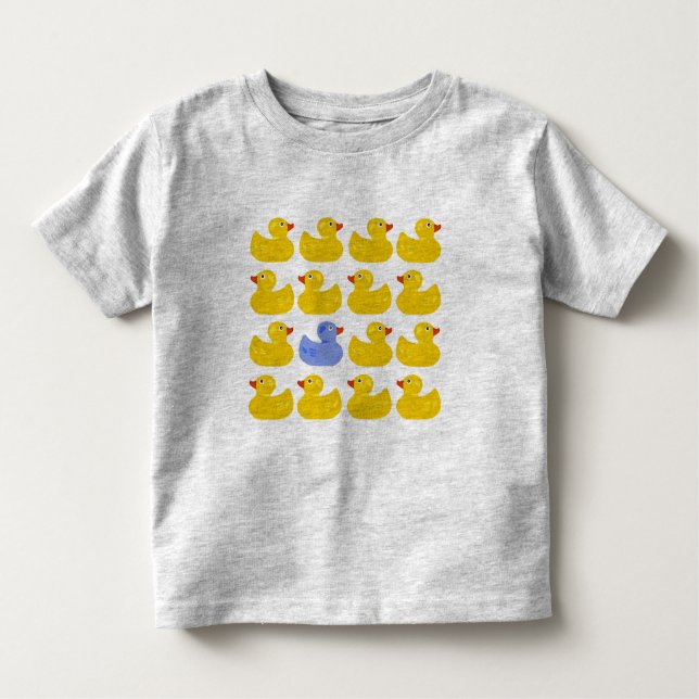 T-shirt Pour Les Tous Petits Canards en caoutchouc jaunes avec un canard bleu (Devant)