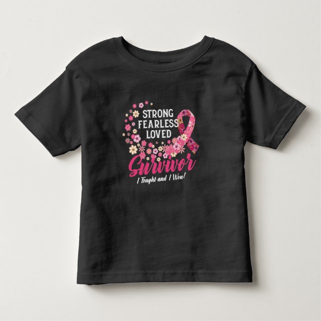T-shirt Pour Les Tous Petits Cancer du sein Survivante Forte Fearless Lowe (Devant)