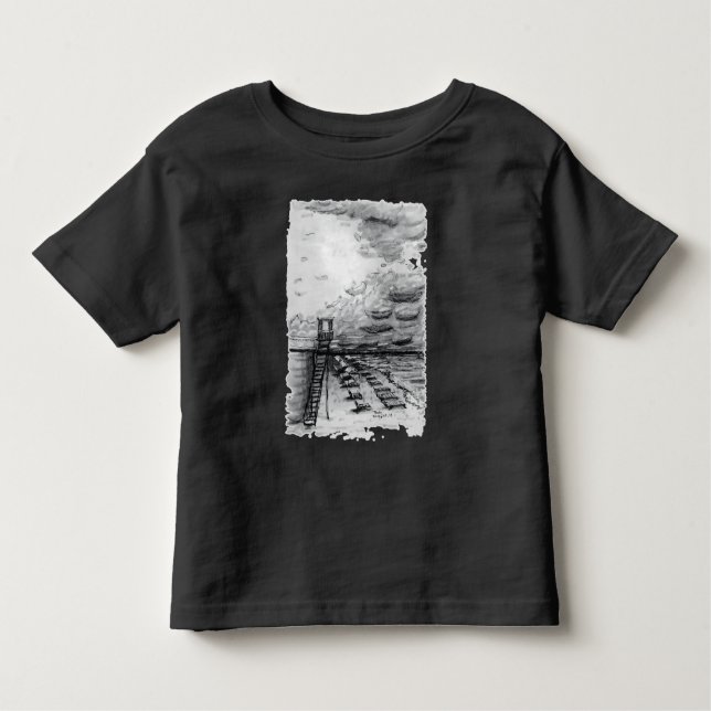T-shirt Pour Les Tous Petits Cancun Beach noir et blanc nuageux (Devant)