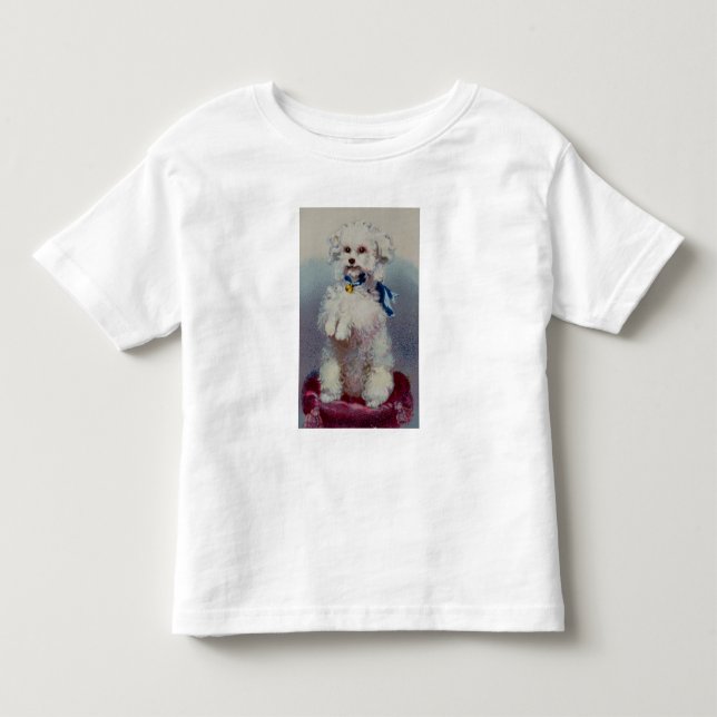 T-shirt Pour Les Tous Petits Caniche avec le ruban bleu (Devant)