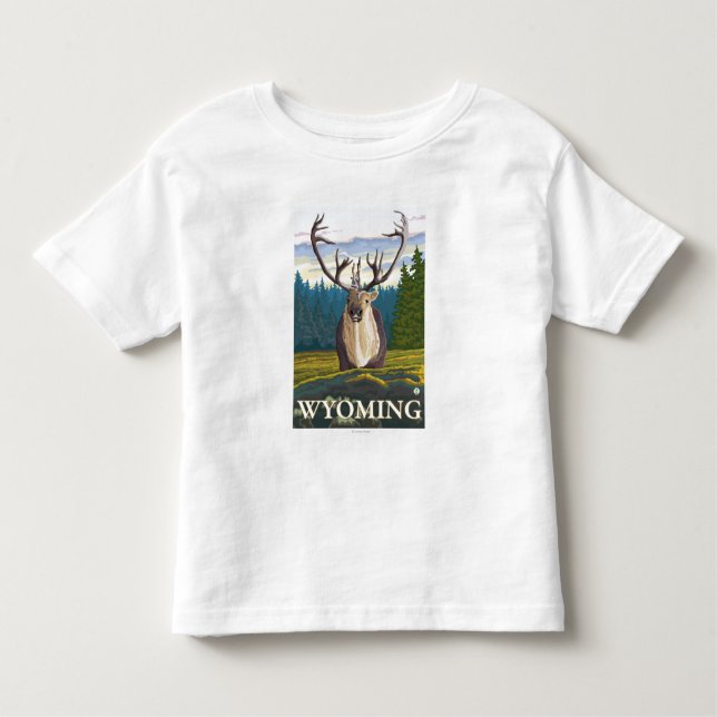 T-shirt Pour Les Tous Petits Caribou dans le sauvage - le Wyoming (Devant)
