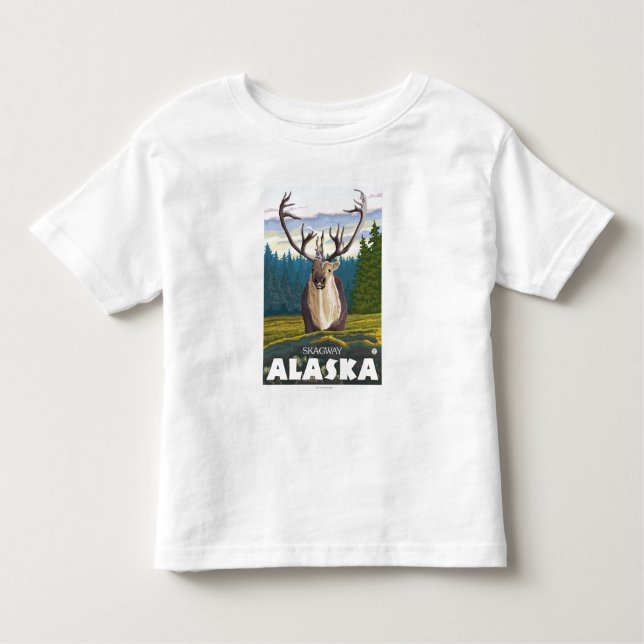 T-shirt Pour Les Tous Petits Caribou dans le sauvage - Skagway, Alaska (Devant)