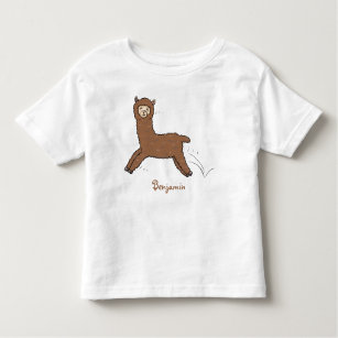 T-shirt Pour Les Tous Petits Caricature d'alpaga brun joli