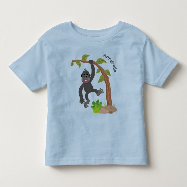 T-shirt Pour Les Tous Petits Caricature de bébé gorille joyeux (Devant)