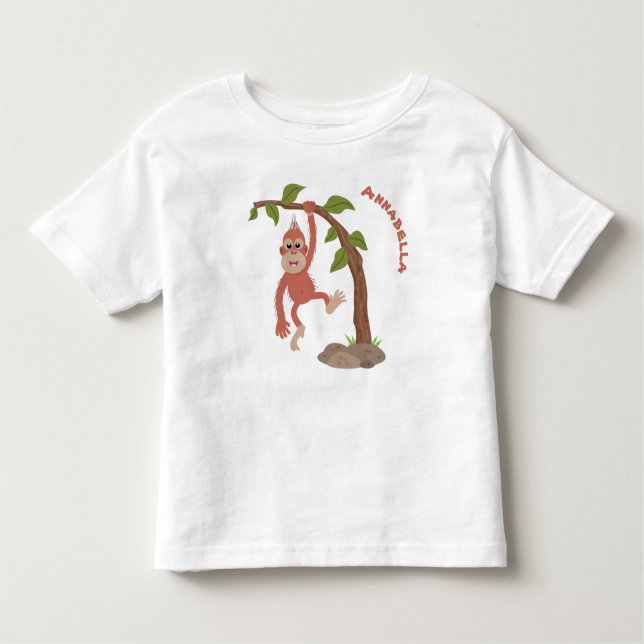T-shirt Pour Les Tous Petits Caricature de bébé orangoutan joyeux (Devant)