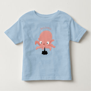T-shirt Pour Les Tous Petits Caricature de bébé pieuvre rose mignonne humour