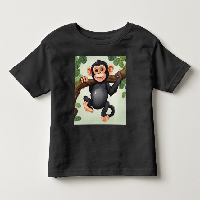 T-shirt Pour Les Tous Petits Caricature de chimpanzé fou mignon (Devant)