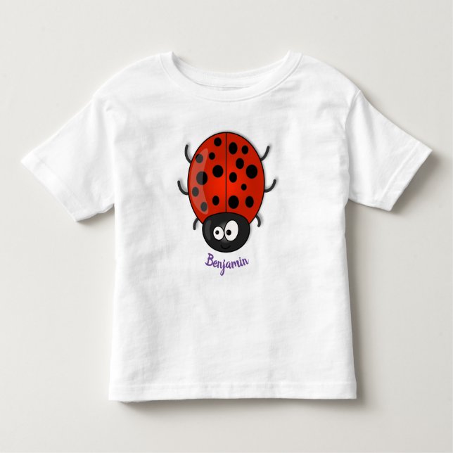 T-shirt Pour Les Tous Petits Caricature de coccinelle rouge joyeux (Devant)