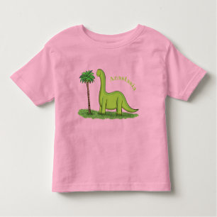 T-shirt Pour Les Tous Petits Caricature de dinosaure de brontosaurus vert migno