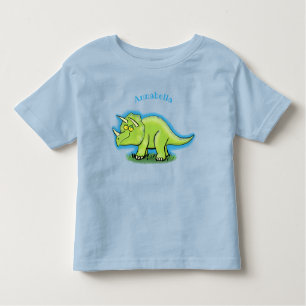 T-shirt Pour Les Tous Petits Caricature de dinosaure de triceratops vert mignon