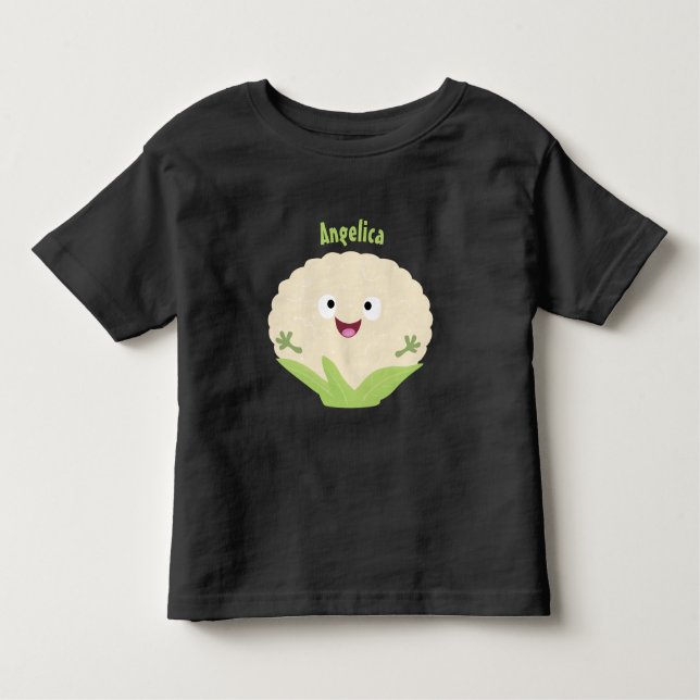 T-shirt Pour Les Tous Petits Caricature de légume de chou-fleur joyeux (Devant)