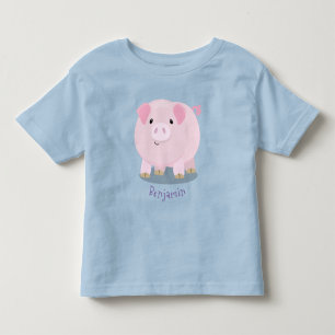 T-shirt Pour Les Tous Petits Caricature de porc mignon rose pot vendue