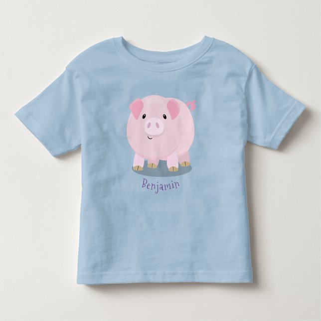 T-shirt Pour Les Tous Petits Caricature de porc mignon rose pot vendue (Devant)
