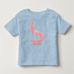 T-shirt Pour Les Tous Petits Caricature de vers de terre rose joli