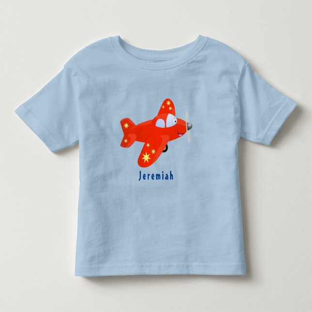 T-shirt Pour Les Tous Petits Caricature de vol d'avion rouge mignon (Devant)
