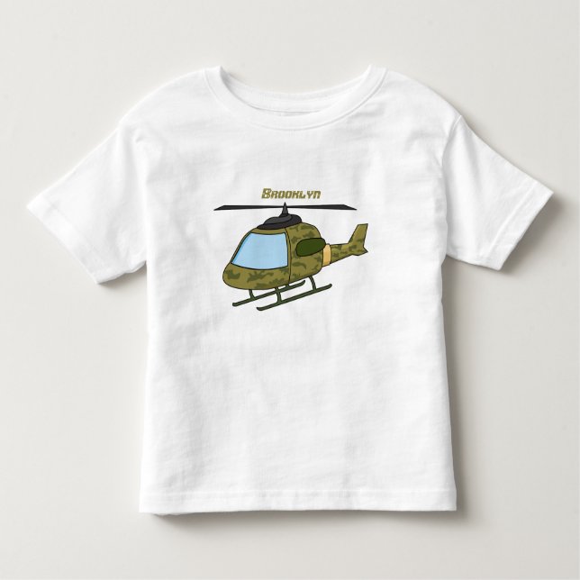 T-shirt Pour Les Tous Petits Caricature d'hélicoptère camoflage de l'armée (Devant)