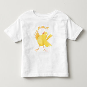T-shirt Pour Les Tous Petits Caricature d'oiseau canari jaune chantant mignon