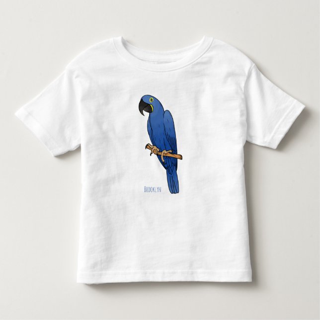 T-shirt Pour Les Tous Petits Caricature d'oiseau macaw Hyacinth (Devant)