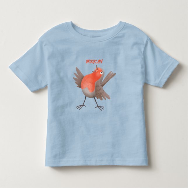 T-shirt Pour Les Tous Petits Caricature d'oiseau rouge chantant mignon (Devant)