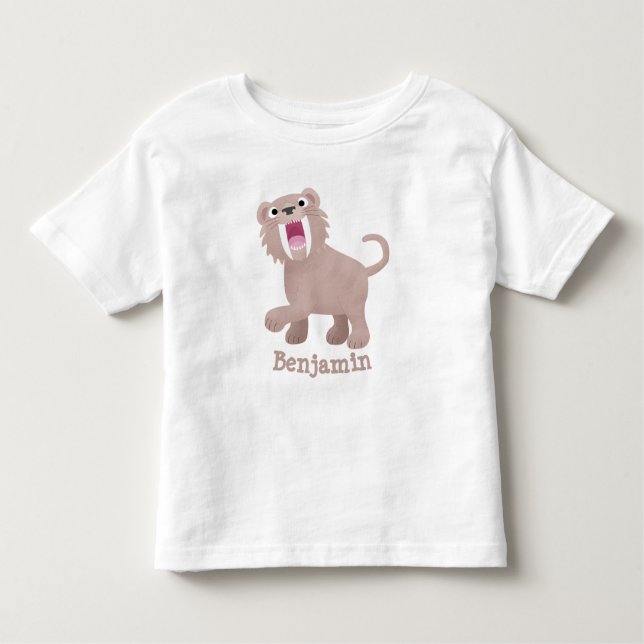 T-shirt Pour Les Tous Petits Caricature du tigre mignon Saber Toothed Smilodon (Devant)
