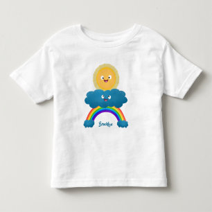 T-shirt Pour Les Tous Petits Caricature en arc-en-ciel du joyeux nuage de solei