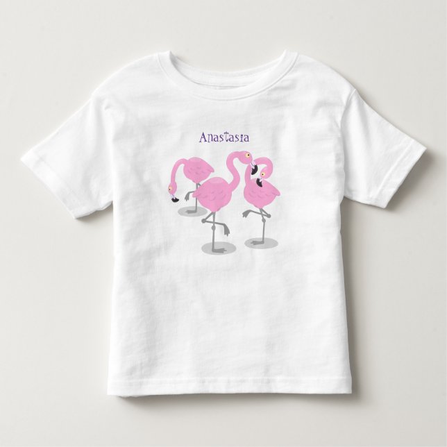 T-shirt Pour Les Tous Petits Caricature en trio flamand rose mou (Devant)