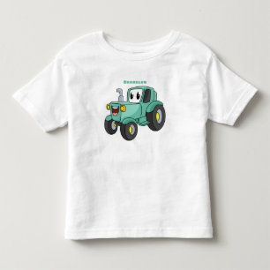 T-shirt Pour Les Tous Petits Caricature joli tracteur vert joyeux