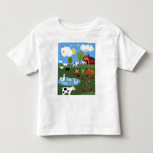 T-shirt Pour Les Tous Petits Caricature joyeux Barnyard Animals Scène