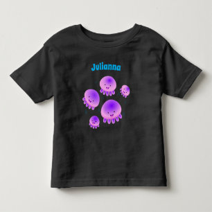 T-shirt Pour Les Tous Petits Caricature kawaii de méduse violette rose mou