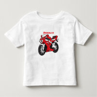 Caricature moto de sport rouge mou