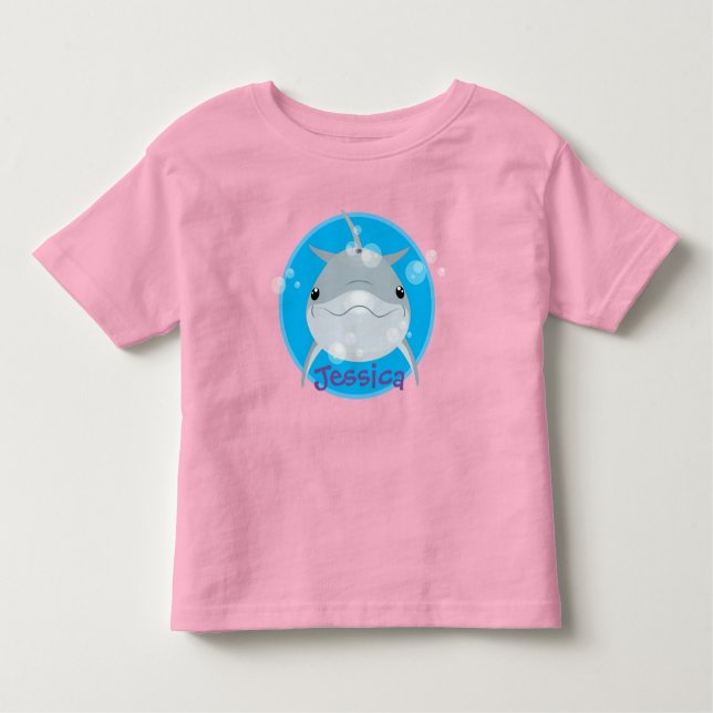 T-shirt Pour Les Tous Petits Caricature pour dauphin kawaii joyeux (Devant)