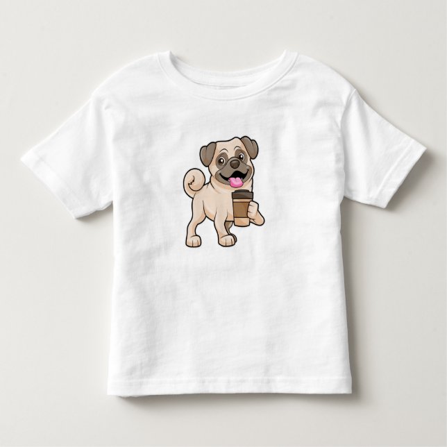 T-shirt Pour Les Tous Petits Carlin avec café pour aller (Devant)