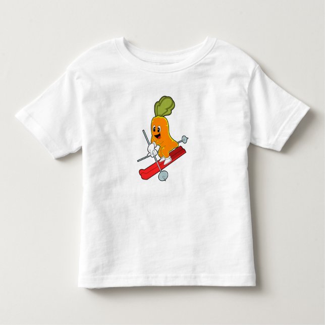 T-shirt Pour Les Tous Petits Carotte en ski avec ski (Devant)