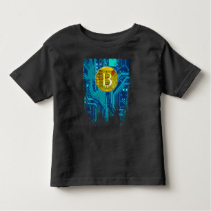 T-shirt Pour Les Tous Petits Carte Bitcoin Cryptomonnaie et circuit