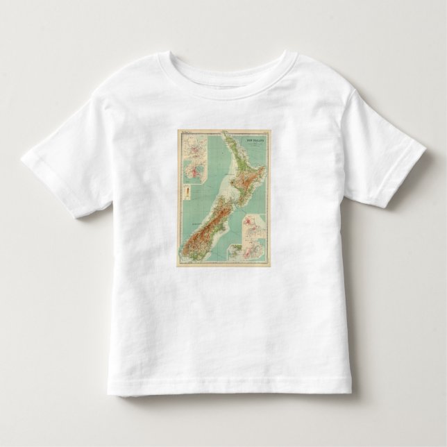T-shirt Pour Les Tous Petits Carte d'atlas de la Nouvelle Zélande (Devant)