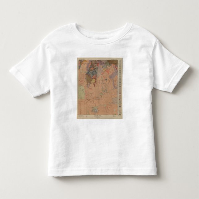 T-shirt Pour Les Tous Petits Carte de géologie, pièce nationale de Yellowstone, (Devant)