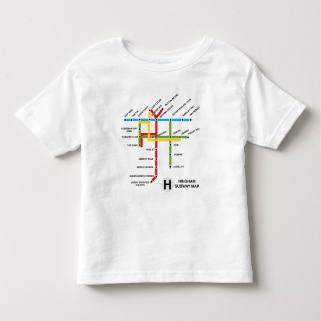 T-shirt Pour Les Tous Petits Carte du métro Hingham Massachusetts (Devant)