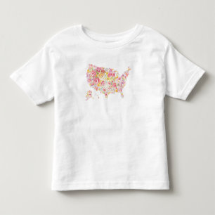 T-shirt Pour Les Tous Petits Carte florale des Etats-Unis