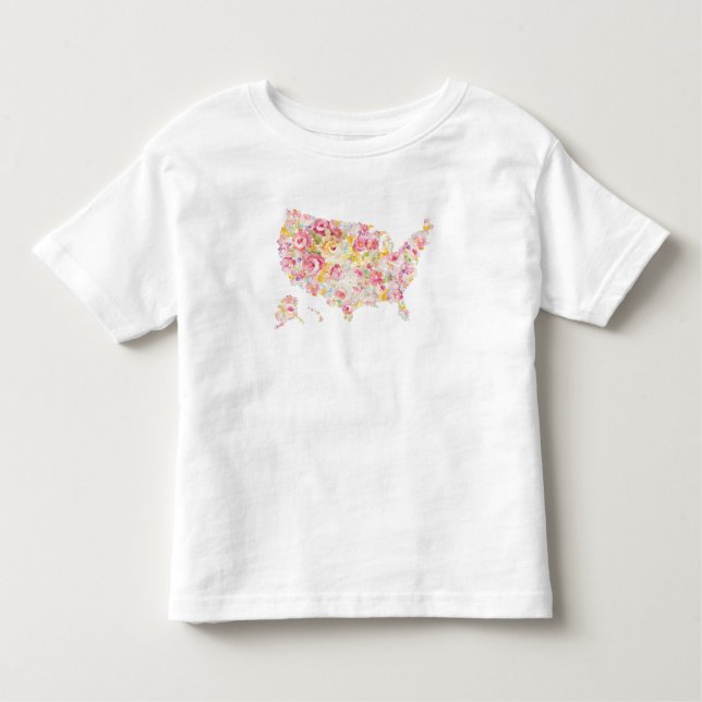 T-shirt Pour Les Tous Petits Carte florale des Etats-Unis (Devant)
