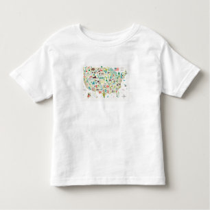 T-shirt Pour Les Tous Petits Carte illustrée des Etats-Unis