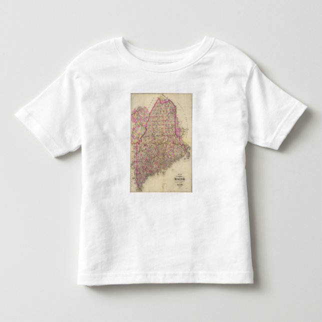 T-shirt Pour Les Tous Petits Carte lithographiée du Maine (Devant)