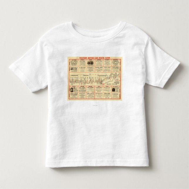 T-shirt Pour Les Tous Petits Carte occidentale de GuidePanoramic d'itinéraire (Devant)