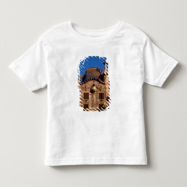 T-shirt Pour Les Tous Petits Casa Batilo, architecture de Gaudi, Barcelone, (Devant)